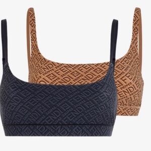 NEW FENDI X SKIMS Bralette Scoop Black California Tan Bra